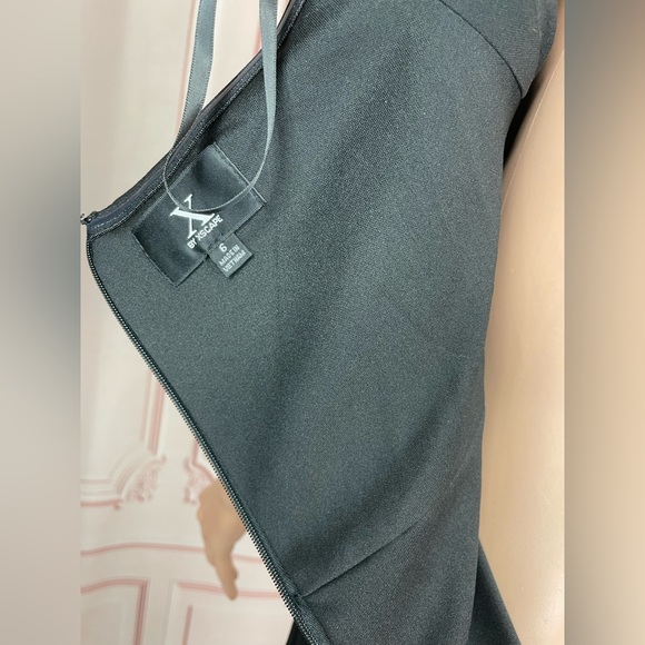 XSCAPE Womens Black Notched Neckline Short Sleeve Off Sheath Dress 6 Small NEW - Picture 13 of 15